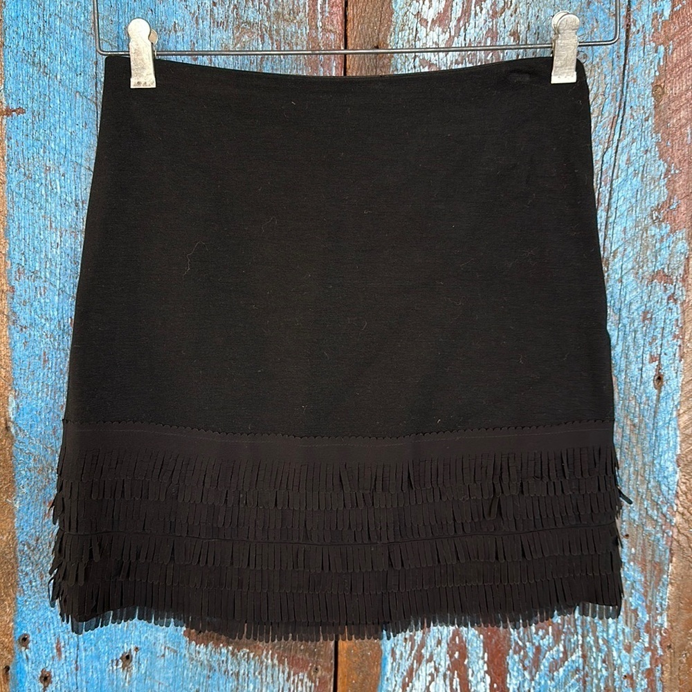 Elie Tahari Black Fringed Mini Skirt Size 0